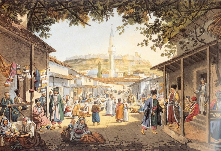 Bazaar-of-Athens-by-Edward-Dodwell